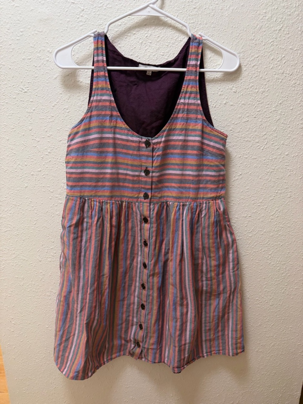 Madewell scoopneck Striped Tank Dress in Pink, Blue, Purple